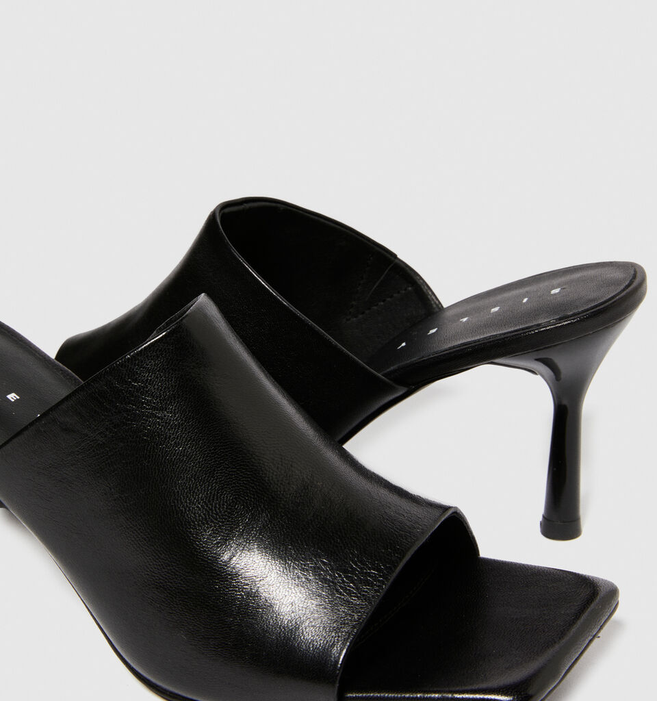 High 100% leather sandals - women's sandals and slippers - Black | Sisley image number 3